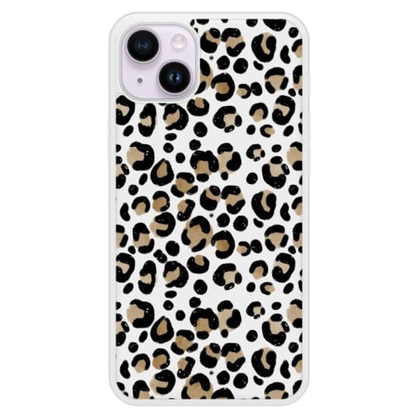 Förstärkt silikonetui med leopardtryck kompatibel med Apple iPhone 15 Plus Transparent