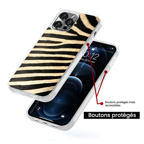 Förstärkt silikonfodral med tryck kompatibelt med Apple iPhone 14 Pro Max Zebra Transparent