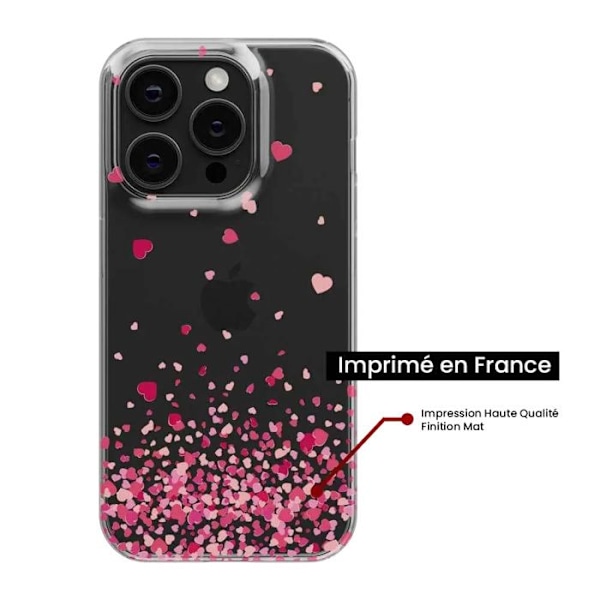 Tryckt silikonfodral som är kompatibelt med OnePlus 9 Confetti of Hearts Pink Transparent