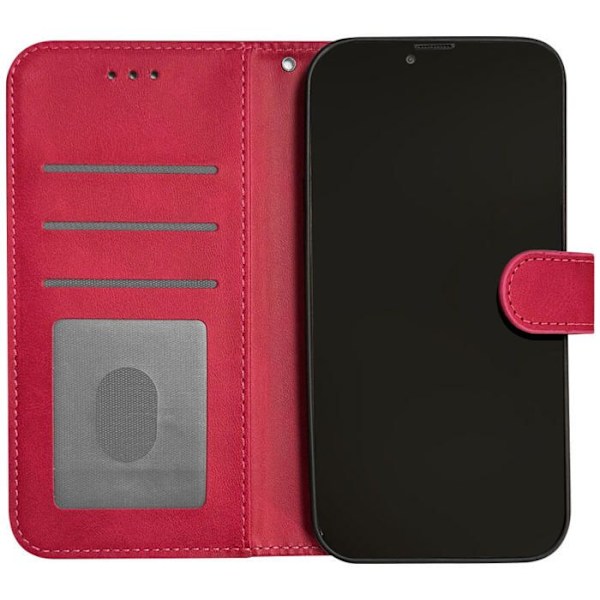 Fodral med flik - Xiaomi - Redmi Note 13 5G - Röd konstläder - Magnetstängning - Inbyggt stativ Röd