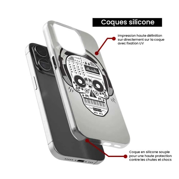 Siliconehölje - Kompatibel med Samsung Galaxy S24 Ultra - design med skalle och musik Transparent