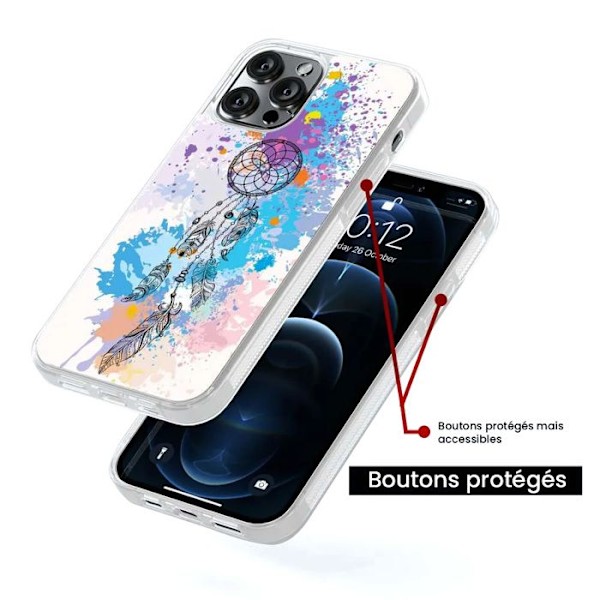 Siliconeförstärkt tryckt skal kompatibelt med Apple iPhone 16 Pro Max Dreamcatcher Color Transparent