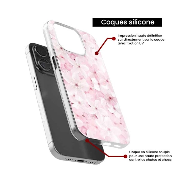 Siliconfodral med tryck som är kompatibelt med Samsung Galaxy M15 5G Sakura Transparent
