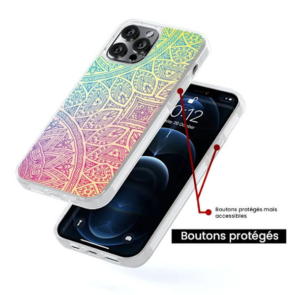Siliconförstärkt tryckt fodral kompatibelt med Samsung Galaxy A15 Mandala Pastell Transparent