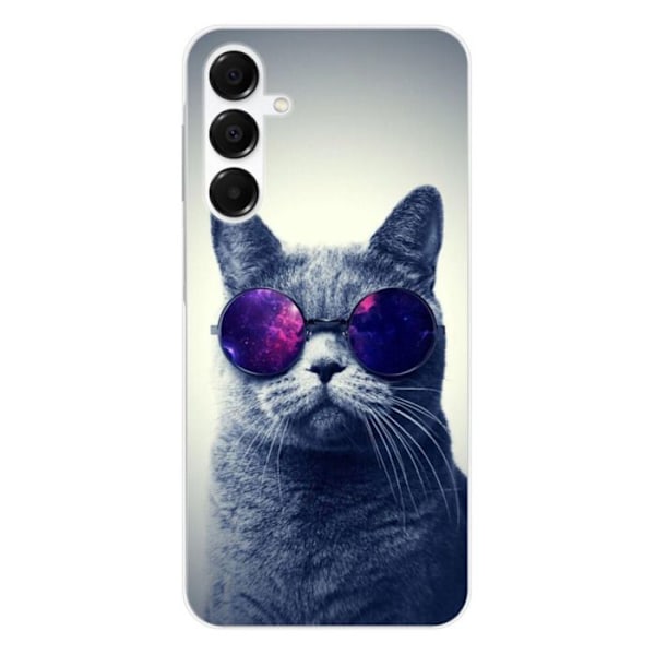 Siliconetui med tryck kompatibel med Samsung Galaxy A16 Katt med glasögon Transparent