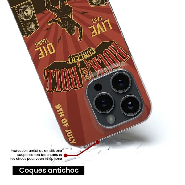 Coque Silikontryckt - 1001 Skydd - Xiaomi Redmi 14C 4G - Rock and Roll-mönster - Optimalt skydd - Flexibel Transparent
