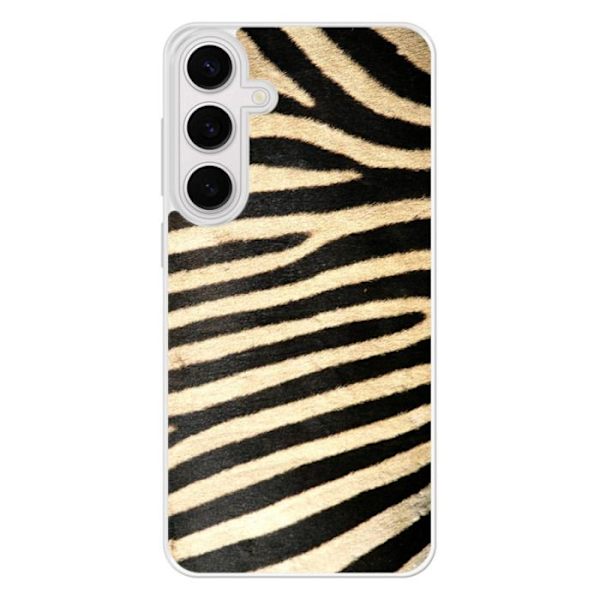 Förstärkt silikonfodral med tryck kompatibel med Samsung Galaxy S24 FE Zebra Transparent
