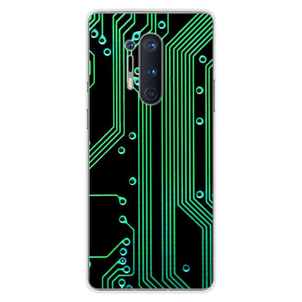 Siliconfodral med tryck - 1001 fodral - OnePlus 8 Pro - Flerfärgad - Geek-kretsmönster - Semihård Transparent