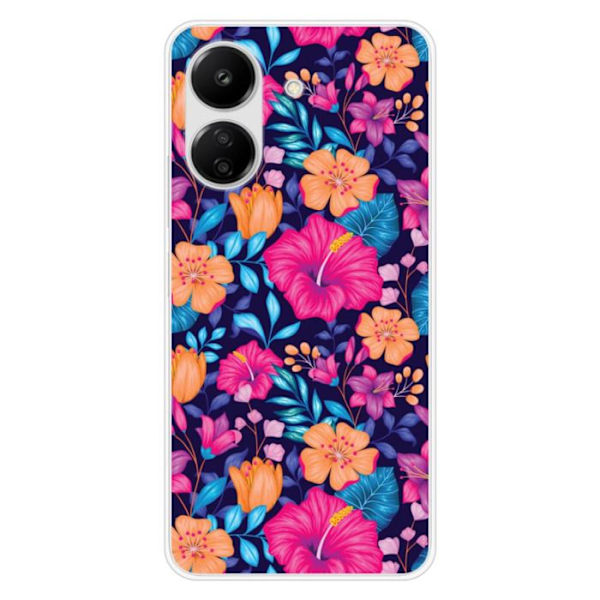 Siliconfodral med tryck - 1001 Fodral - Xiaomi Redmi 13C 4G - Exotiska blommor - Optimal skydd - Mjuk Transparent
