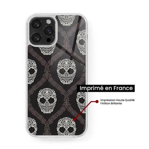 Förstärkt silikonfodral med tryck kompatibelt med Apple iPhone 16 Plus Blommig dödskalle Transparent
