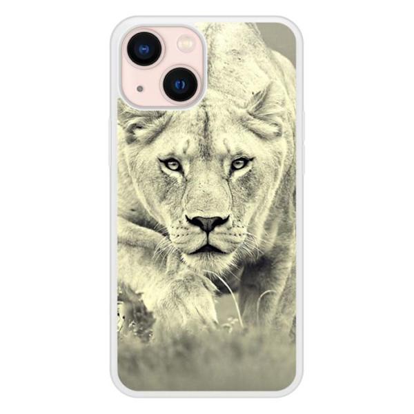Siliconeförstärkt tryckt skal kompatibelt med Apple iPhone 13 Mini Lionne Transparent