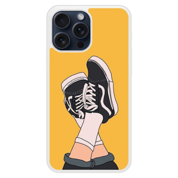 Coque i silikon med förstärkning, tryckt, kompatibel med Apple iPhone 15 Pro Max Sneakers Transparent