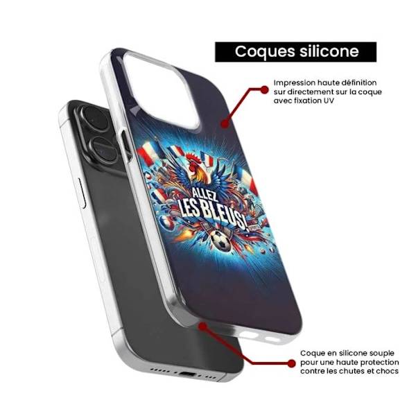 Siliconfodral - Kompatibel med Apple iPhone 16 Pro - design allez les bleus Transparent