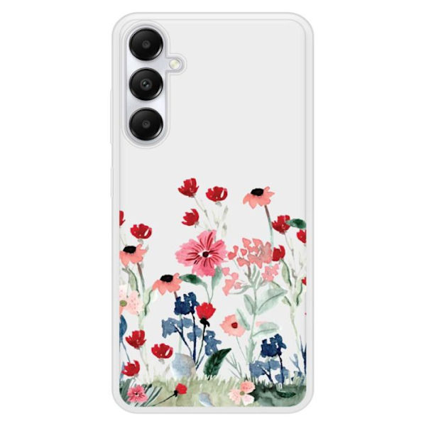 Siliconförstärkt tryckt skal kompatibelt med Samsung Galaxy A25 Blommig vår Transparent