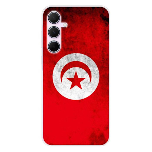 Siliconfodral - Kompatibel med Samsung Galaxy A55 5G - design med tunisisk flagga Transparent