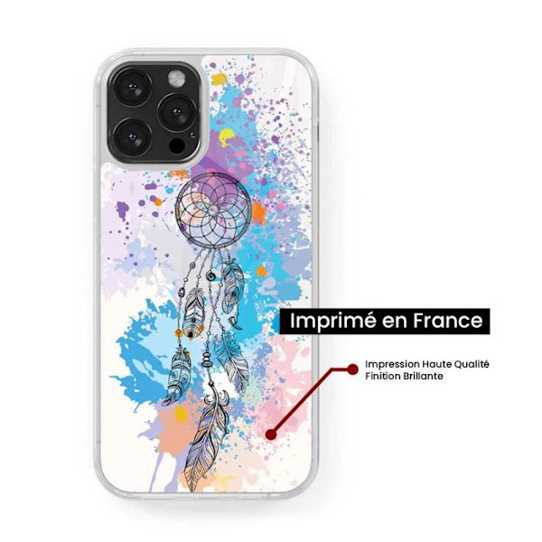 Silikonförstärkt tryckt skyddet kompatibel med Apple iPhone 16 Plus Drömfångare Färg Transparent