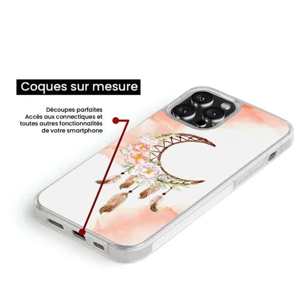 Förstärkt silikonfodral med tryck kompatibelt med Apple iPhone 14 Pro Drömfångare Måne Transparent