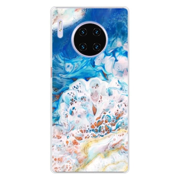 Tryckt silikonfodral kompatibelt Huawei Mate 30 Pro Ocean Marble Transparent