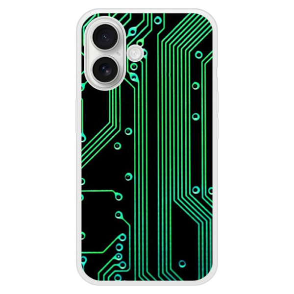 Siliconförstärkt tryckt skal kompatibelt med Apple iPhone 16 Plus Geek-kretsstruktur Transparent