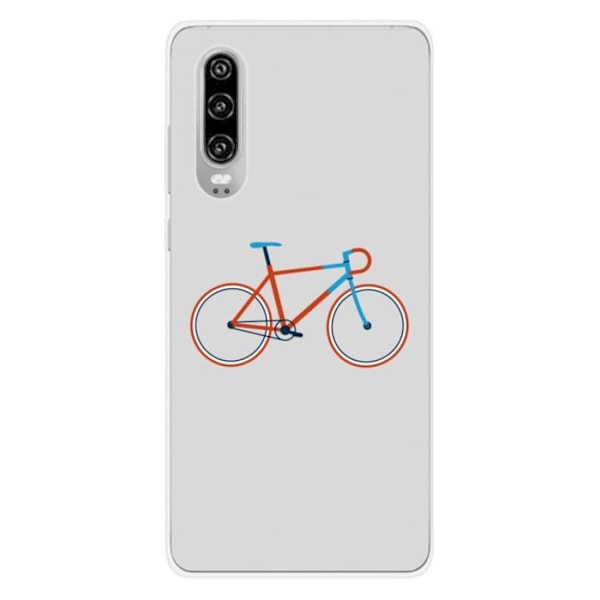 Tryckt silikonfodral som är kompatibelt med Huawei P30 Bike color Hipster Transparent