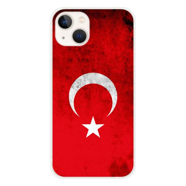 Siliconfodral - Kompatibel med Apple iPhone 13 - design med Turkiets flagga Transparent
