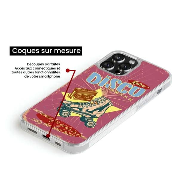 Siliconförstärkt tryckt skal kompatibelt med Apple iPhone 14 Plus Retro disco Transparent