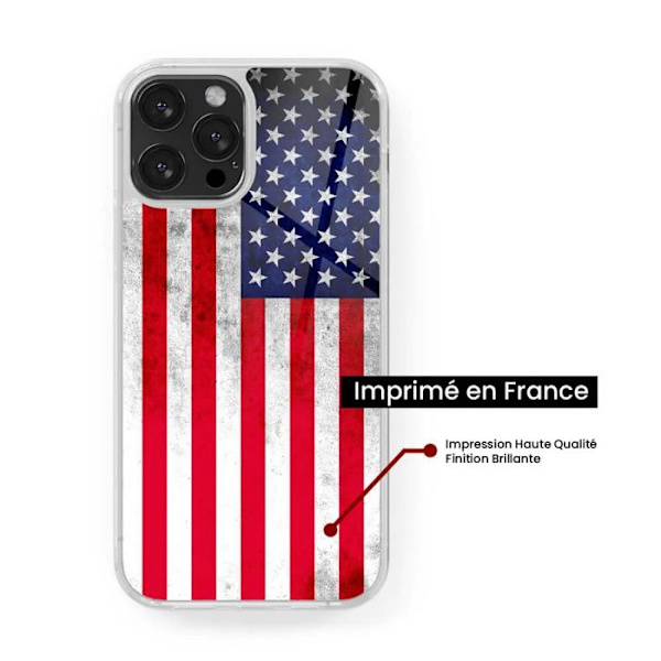 Siliconeförstärkt skal med tryck kompatibelt med Apple iPhone 15 USA-flagga Transparent