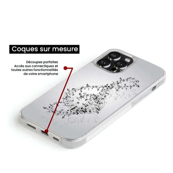 Förstärkt silikonfodral med tryck kompatibelt med Apple iPhone 16 Pro Max Noternas vals Transparent