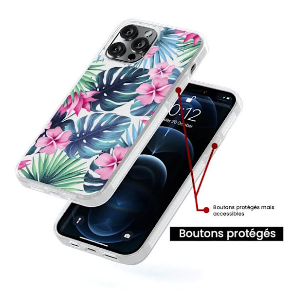 Siliconeförstärkt tryckt fodral kompatibel med Apple iPhone 16 Pro Max Tropisk Aquarelle Transparent