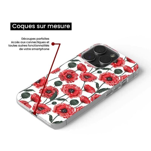 Tryckt silikonfodral som är kompatibelt med Google Pixel 9 Poppy Flowers Transparent