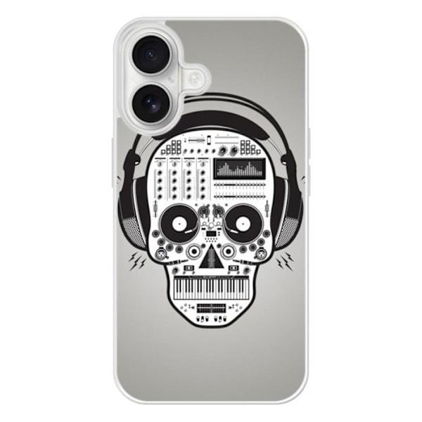 Siliconeförstärkt tryckt skal kompatibelt med Apple iPhone 16 Skull Music Transparent
