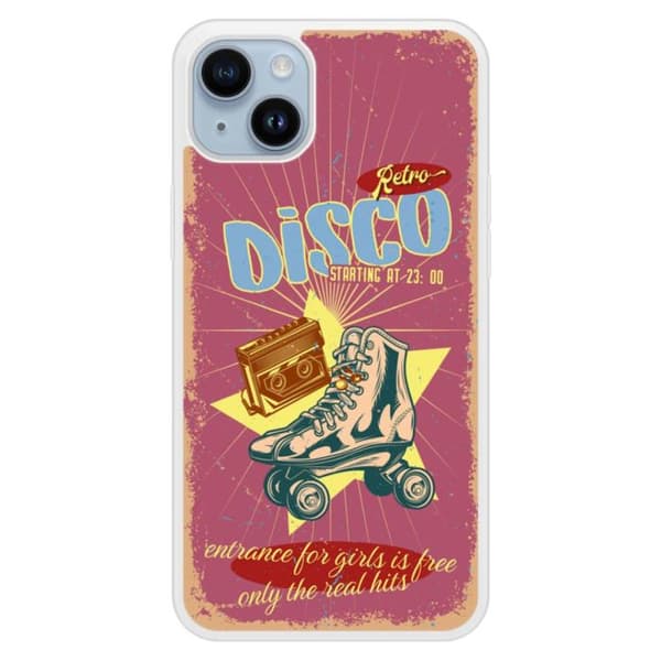 Siliconförstärkt tryckt skal kompatibelt med Apple iPhone 14 Plus Retro disco Transparent