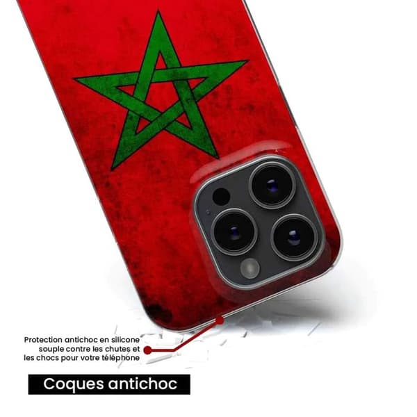 Siliconfodral - Kompatibel med Apple iPhone 16 - design med marockanskt flagga Transparent