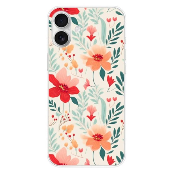 Siliconfodral med Tryck - 1001 Fodral - iPhone 16 Plus - Mönster Blomvägg - Optimal Skydd - Mjuk Transparent