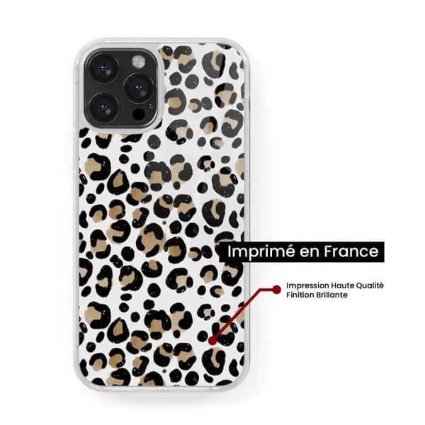 Siliconförstärkt tryckt skal kompatibelt med Apple iPhone 16 Pro Leopard Transparent