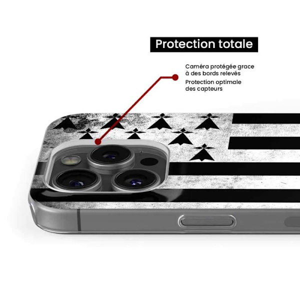 Siliconefodral - Kompatibel med Apple iPhone 16 Plus - design med bretonskt flagga Transparent