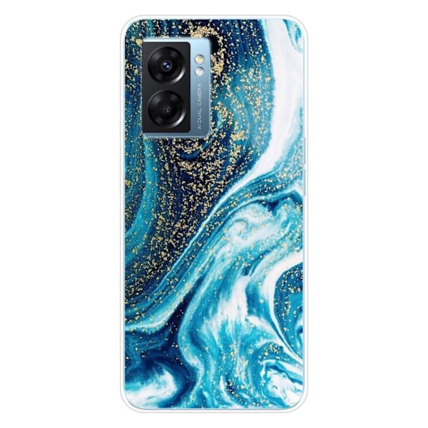 Tryckt silikonfodral kompatibelt med Oppo A77 5G A57 4G A57 5G Glitter Blue Marble Transparent