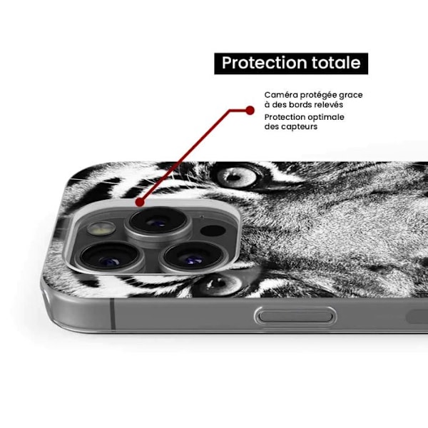 Siliconefodral - Kompatibel med Apple iPhone 15 Plus - design med svart och vit tiger Transparent