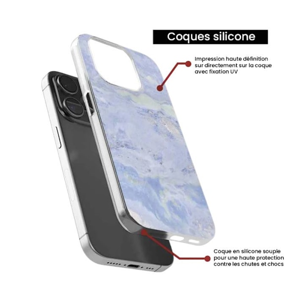 Tryckt silikonfodral som är kompatibelt med Samsung Galaxy A35 5G blå marmor Transparent