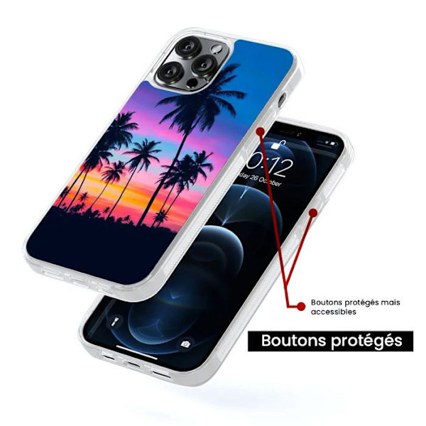 Coque i förstärkt silikon med tryck kompatibel med Samsung Galaxy A05S Färgade palmer Transparent
