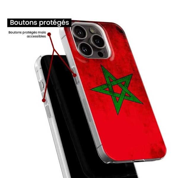 Siliconfodral - Kompatibel med Apple iPhone 16 Plus - design med marockansk flagga Transparent