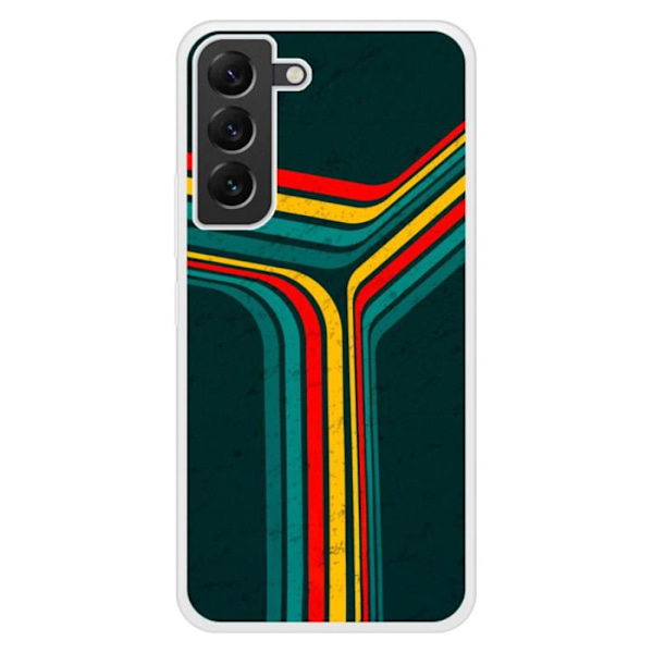 Coque i förstärkt silikon med tryck, kompatibel med Samsung Galaxy S22 Plus Retro linjer. Transparent