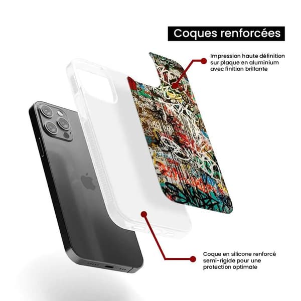 Coque i silikon förstärkt tryckt kompatibel med Apple iPhone 16 Plus Graffiti 1 Transparent