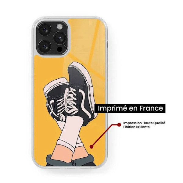 Reinforced silicone case with print compatible with Apple iPhone 13 Sneakers Transparent