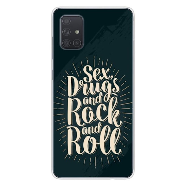 Tryckt silikonfodral som är kompatibelt med Samsung Galaxy A51 Sex and rock and roll Transparent
