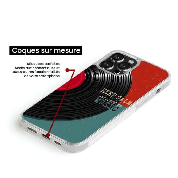 Coque i silikon med förstärkning, tryckt, kompatibel med Apple iPhone 15 Plus Keep calm Transparent