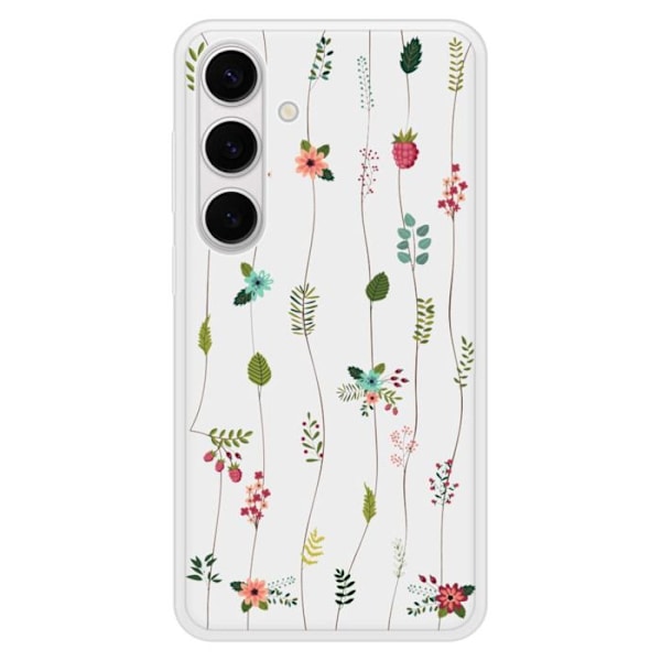 Silikonförstärkt skal med tryck kompatibelt med Samsung Galaxy S24 Plus Blomsterdesign Transparent