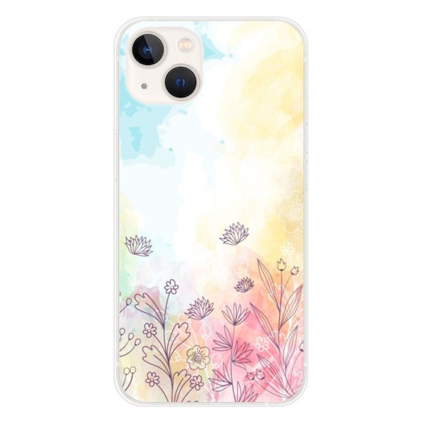 Siliconefodral - Kompatibel med Apple iPhone 13 - design med akvarellblommor Transparent