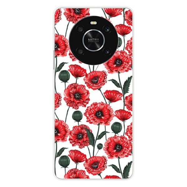 Tryckt silikonfodral som är kompatibelt med Huawei Honor X9 4G Poppy Flowers Transparent