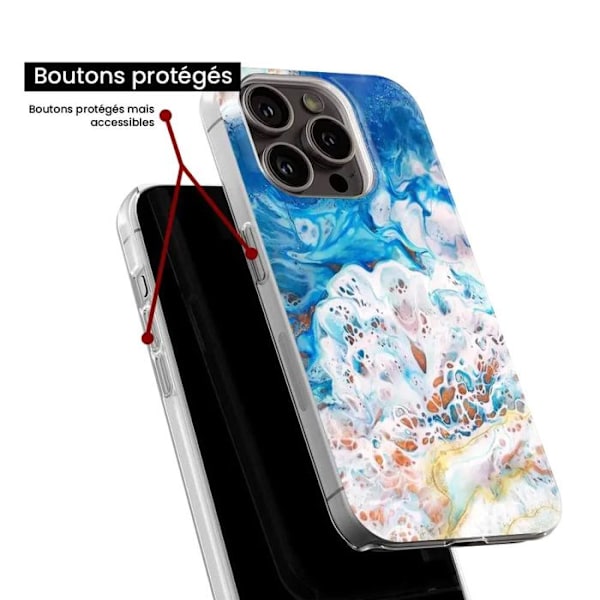 Tryckt silikonfodral som är kompatibelt med Apple iPhone 15 Plus Ocean marmor Transparent